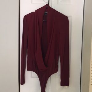 Burgundy Bebe bodysuit